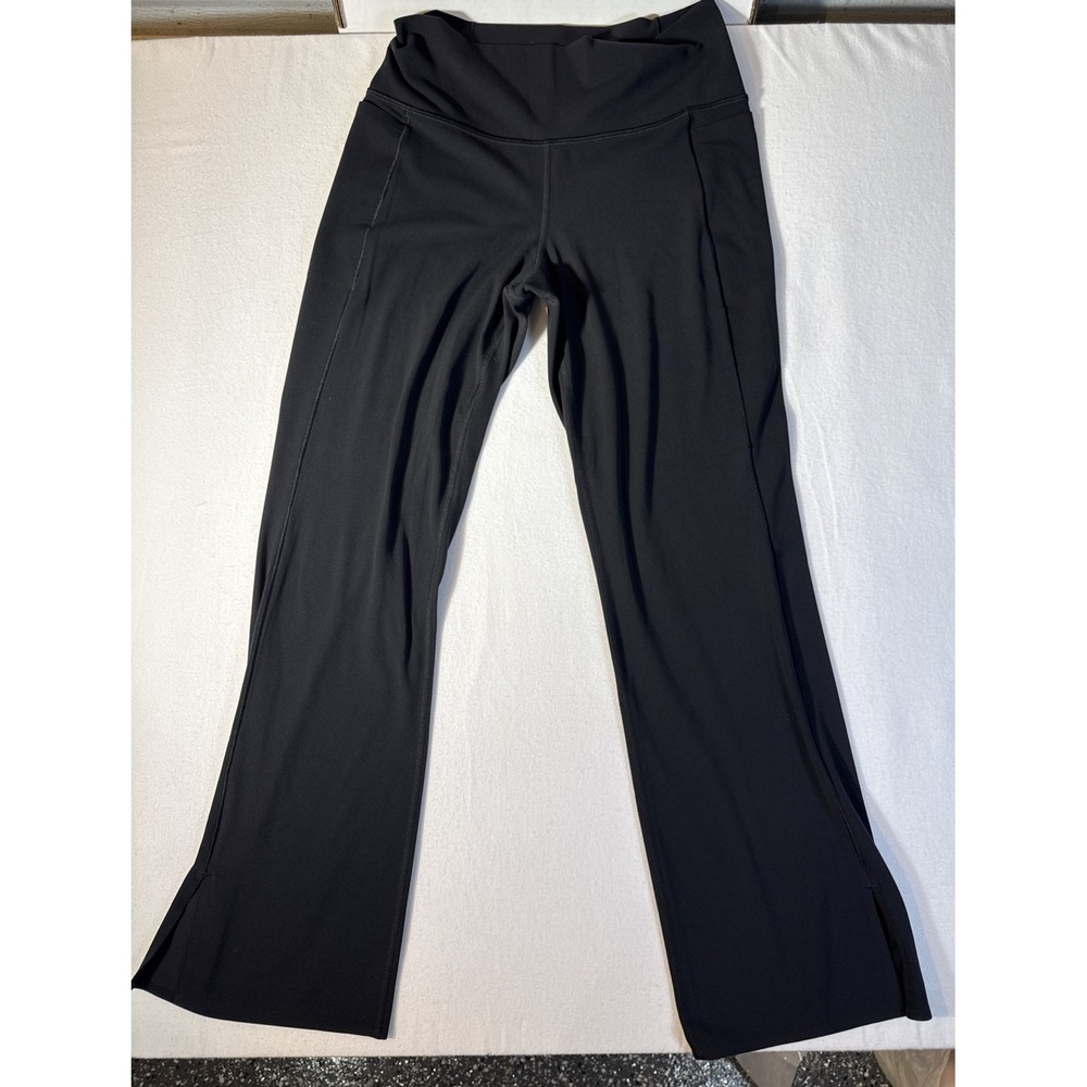 Athleta Transcend Stash Crop Straight Leg Pants Womens Large L Black Yoga